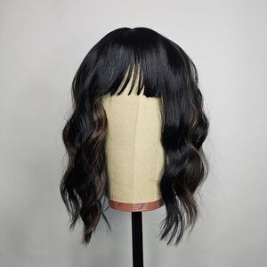 NWT Wavy Black/Brown Wig with Bang
